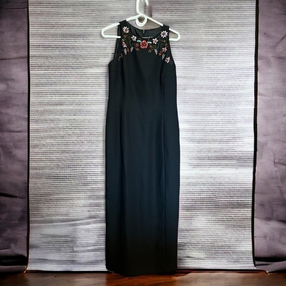 NWT Black maxi dress VINTAGE by Virgo Embroidered and sequins Sz 8 - Picture 1 of 8